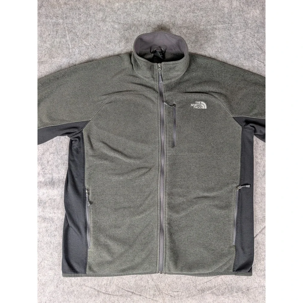 The‎ North Face Mens Full Zip Fleece Jacket Green Black Two Tone Mock Neck XXL